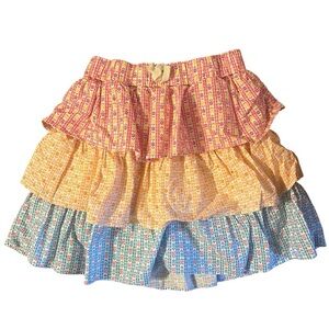 Bisby Colorful Tiered Girls Skirt with Built in Shorts Sz 10